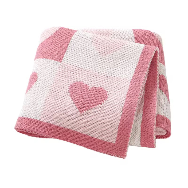 Heart Knit Blanket | Pink