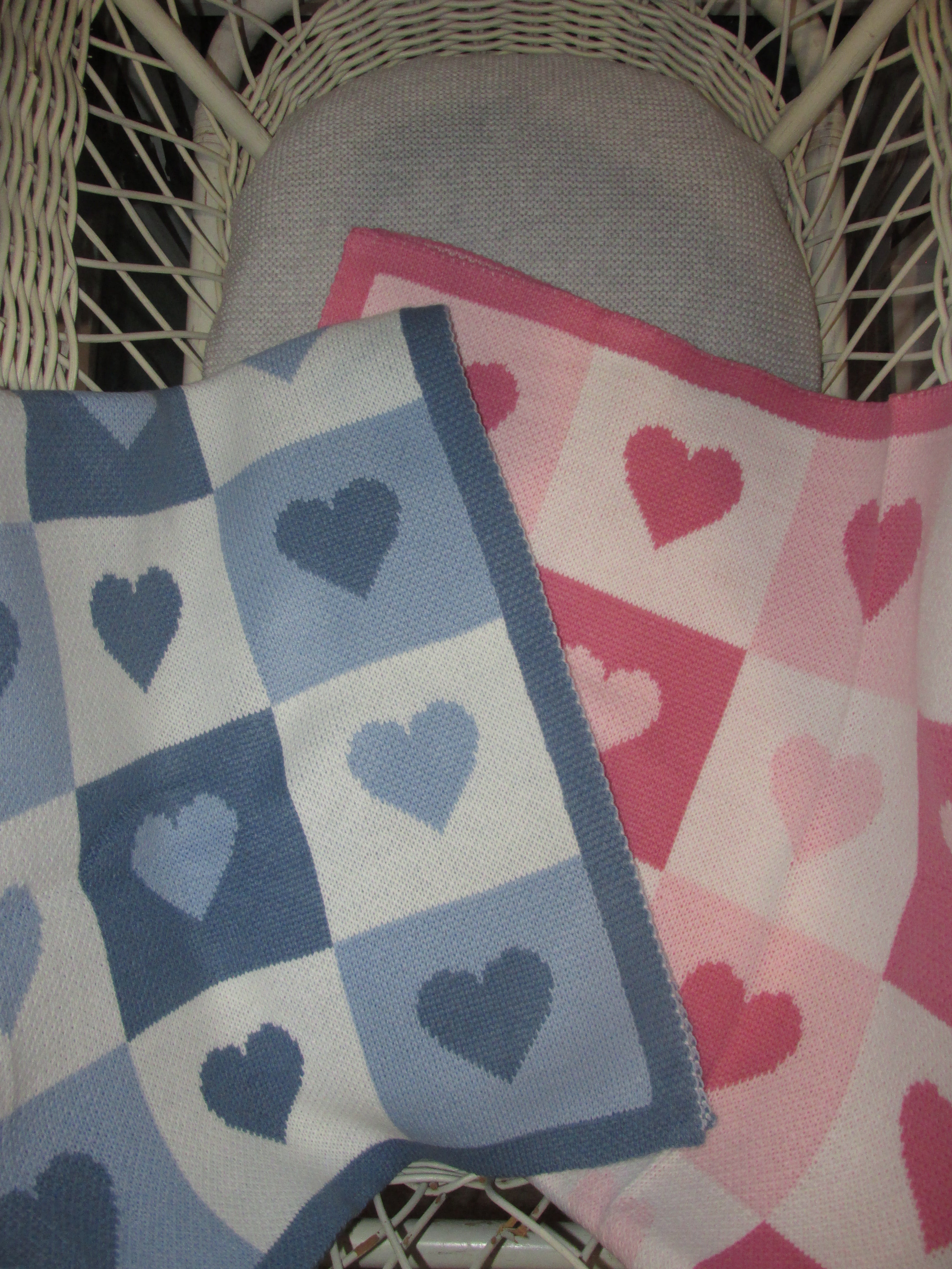 Heart Knit Blanket | Blue