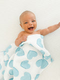 Hearts Muslin Blue