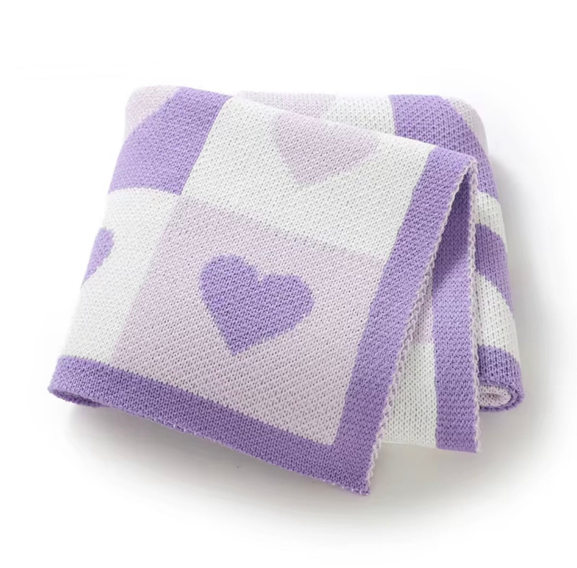 Heart Knit Blanket | Purple