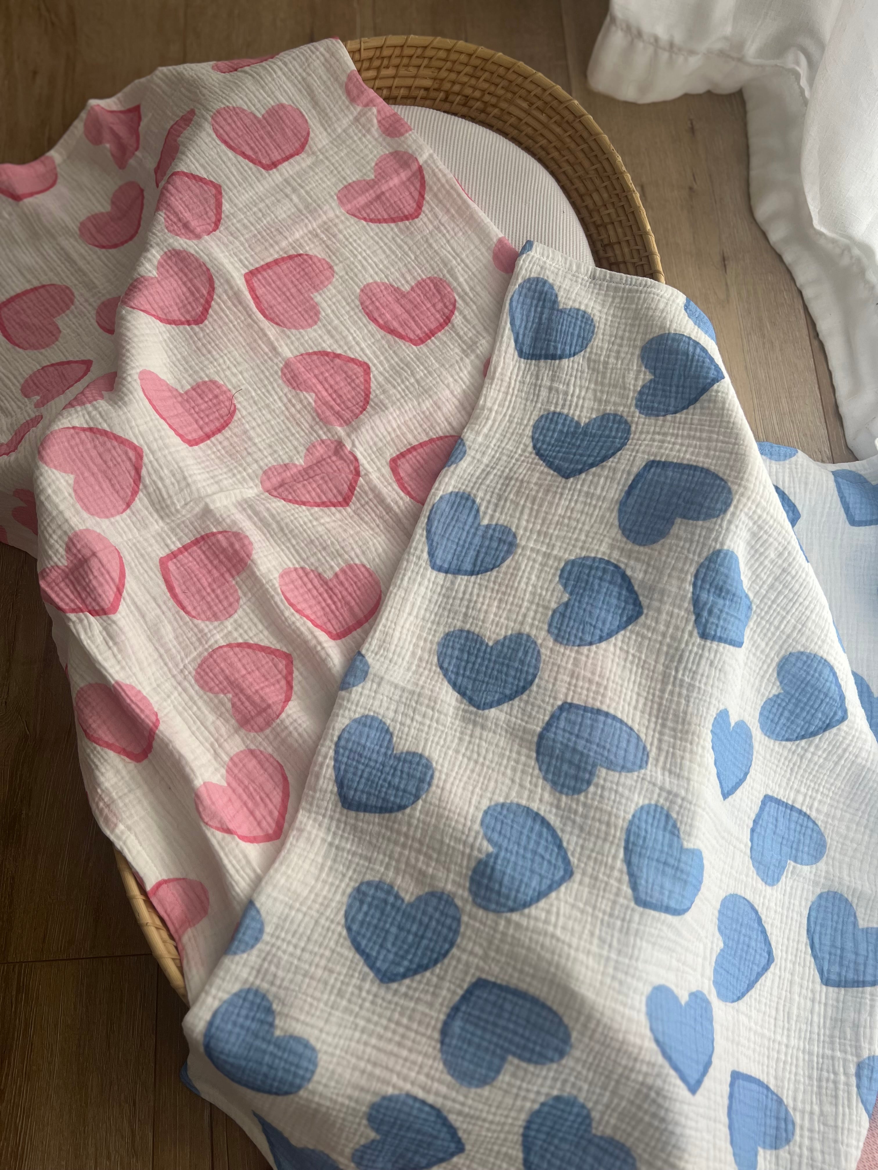 Hearts Muslin Pink