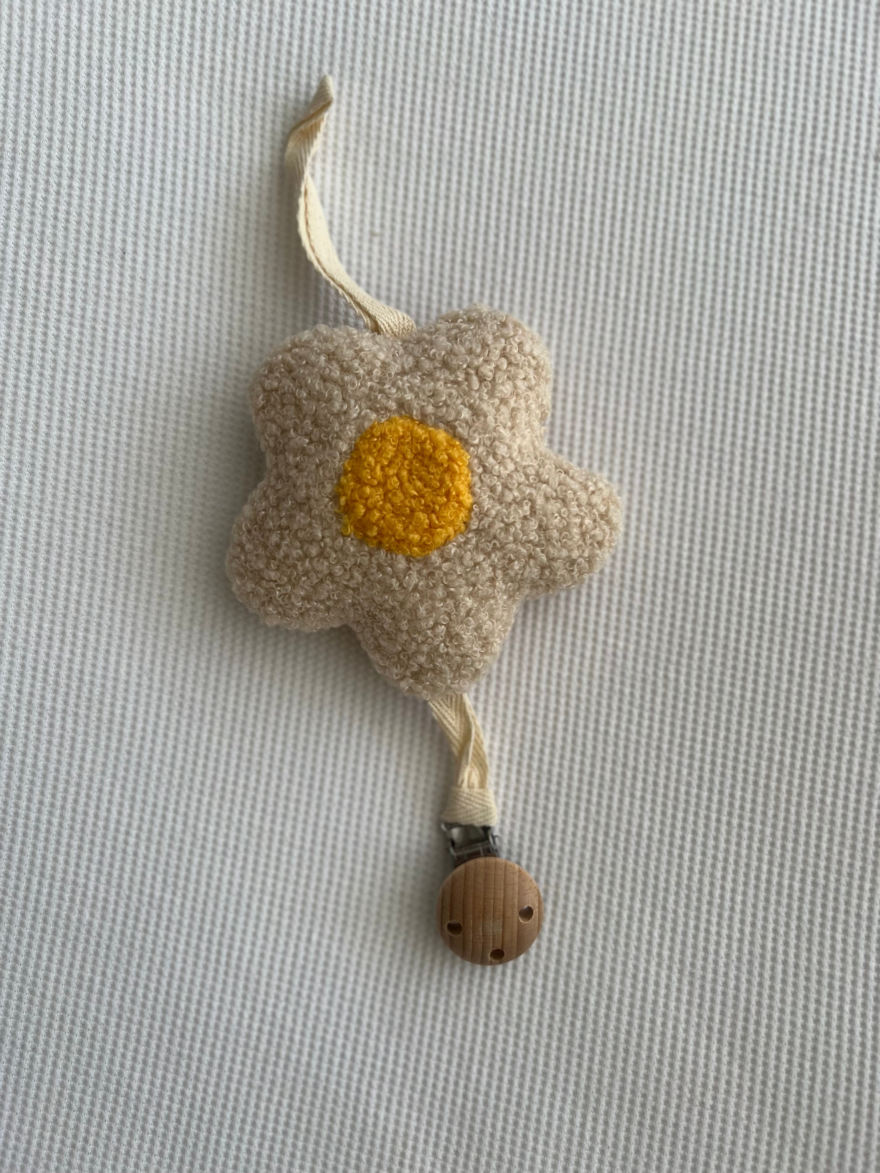 Bouclé Daisy Pacifier Clip