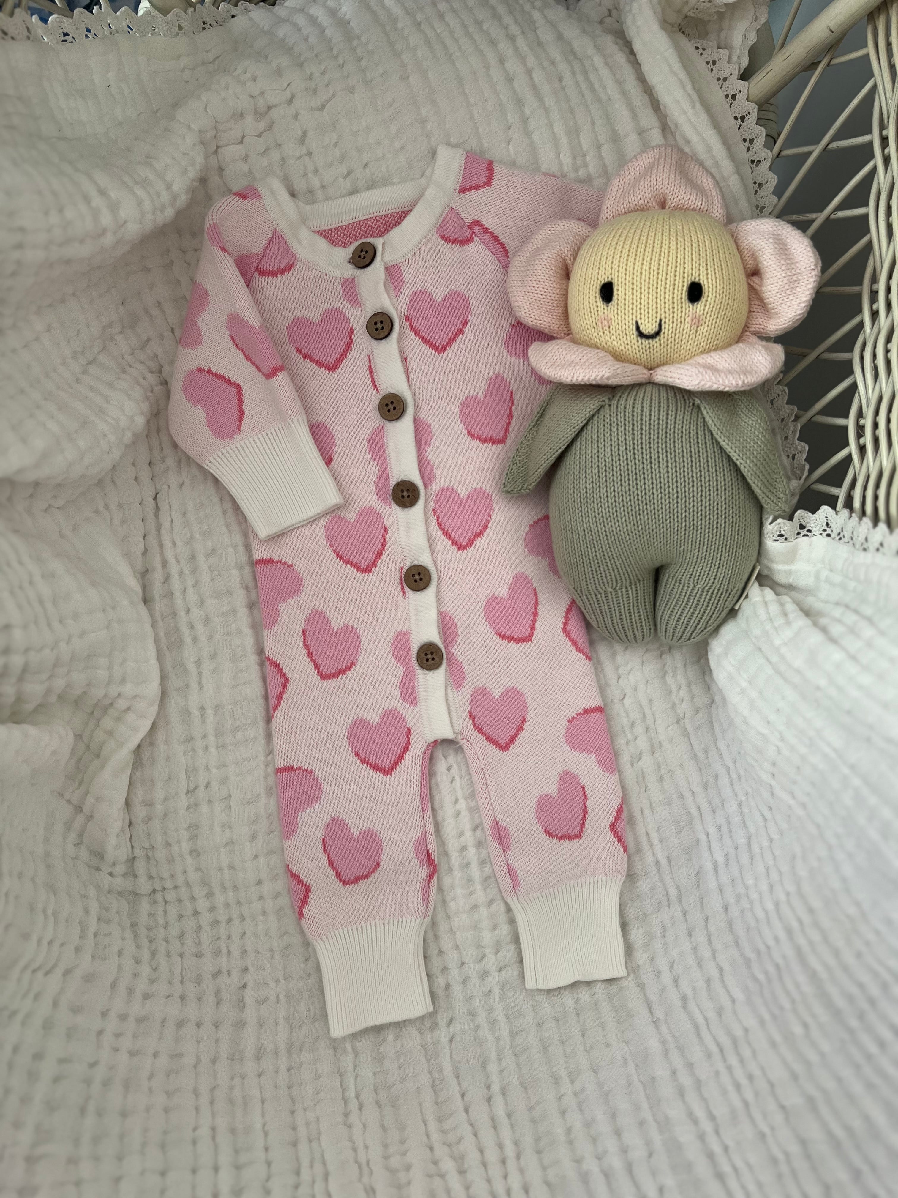 Wrapped in Love Knit Heart Romper