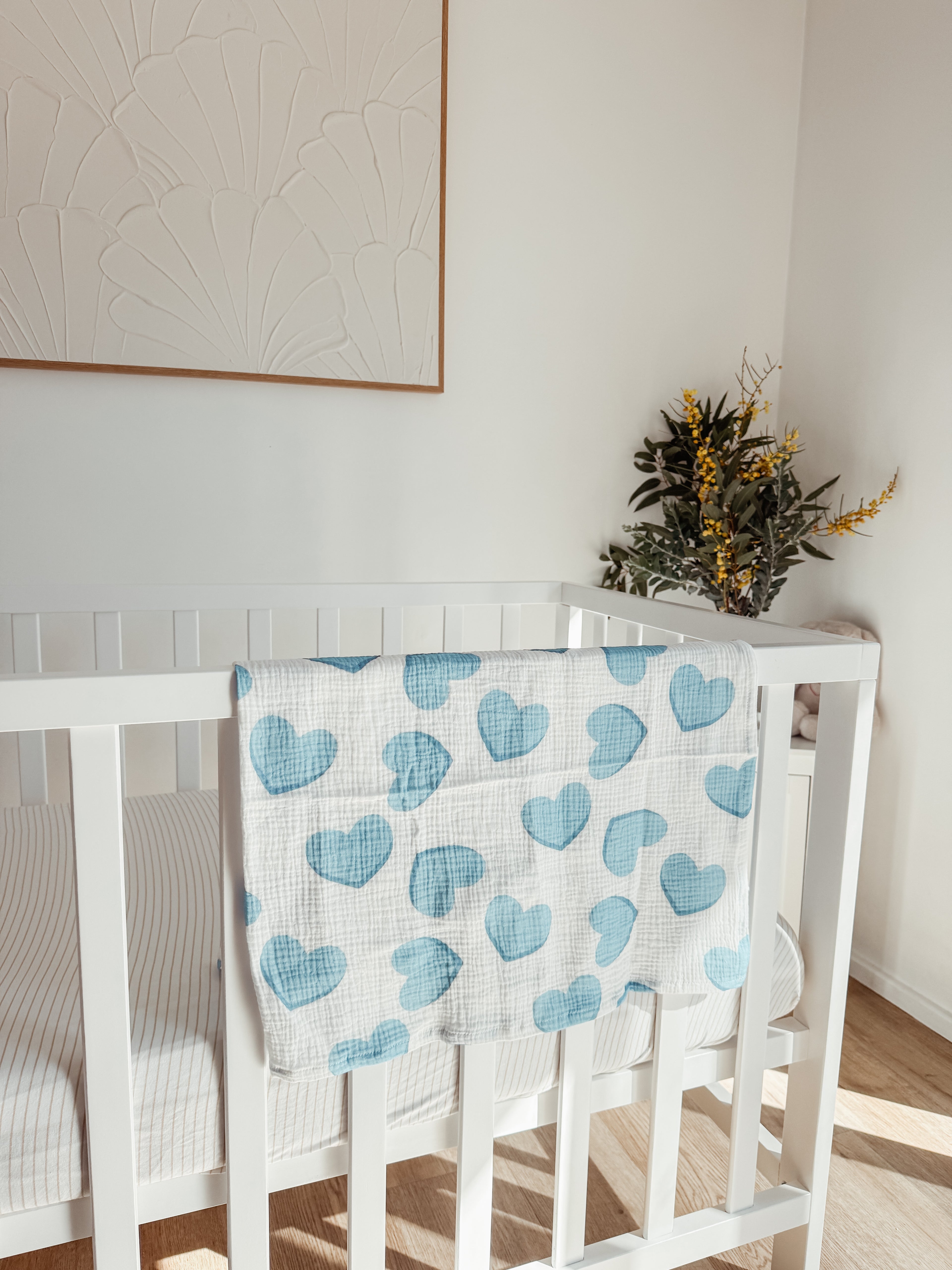 Hearts Muslin Blue
