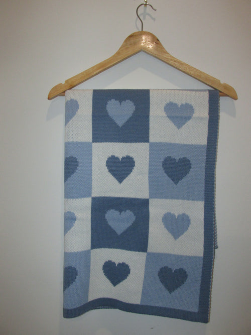 Heart Knit Blanket | Blue