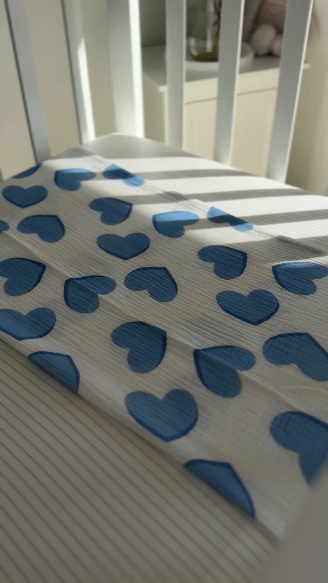 Hearts Muslin Blue